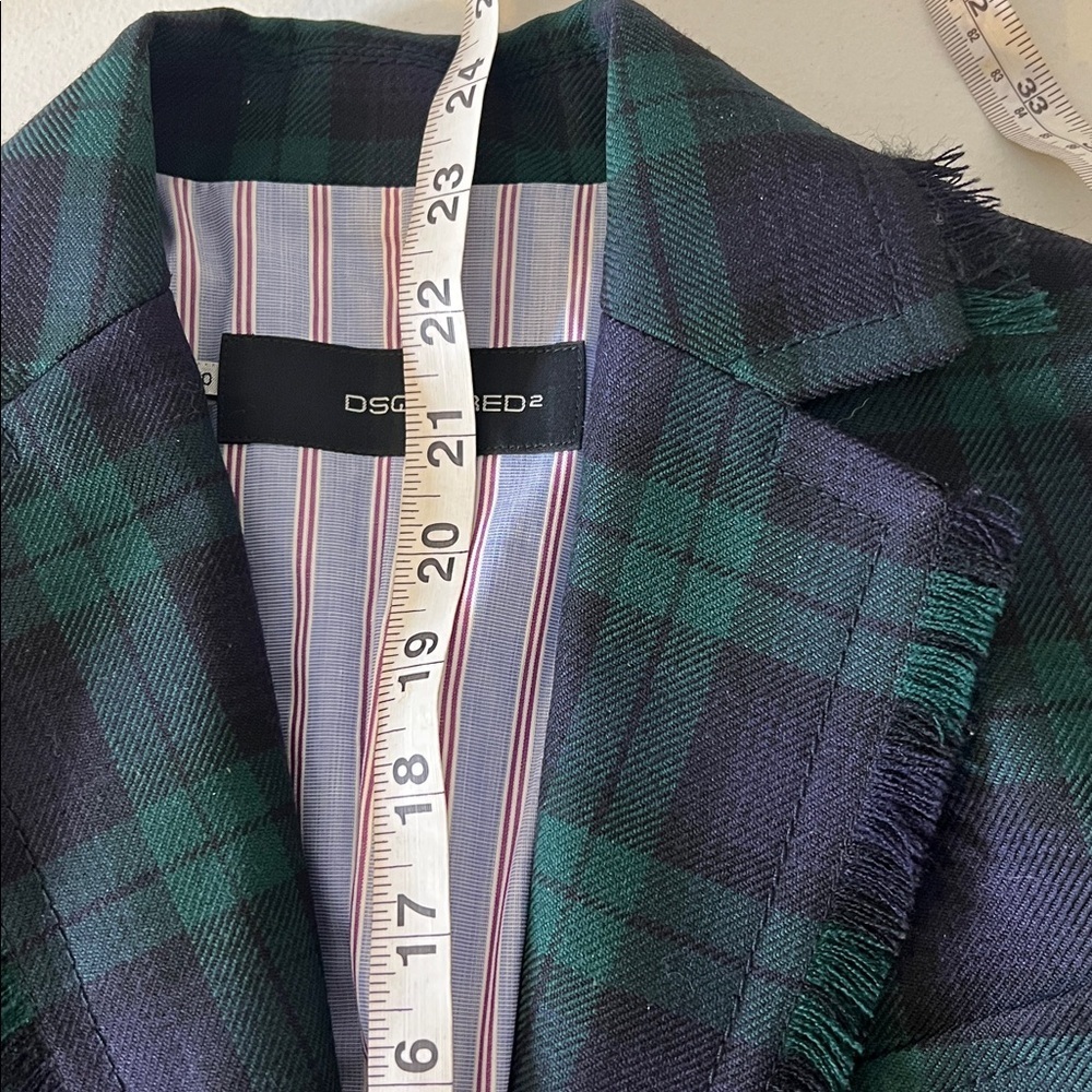 Dsquared2 Made in Italy Tartan Check Plaid Blazer Sport Coat Green navy size 40 - Picture 10 of 12